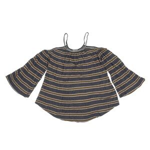 Passport Purple Striped Cold Shoulder Bell Sleeve Blouse Size Small Women’s